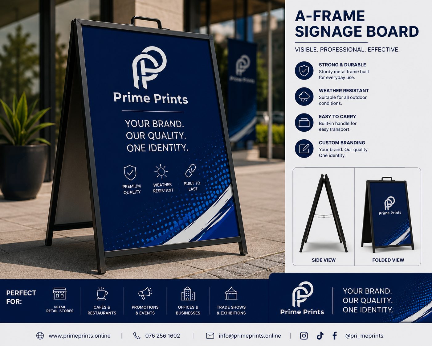 A-frame signage board outside a store